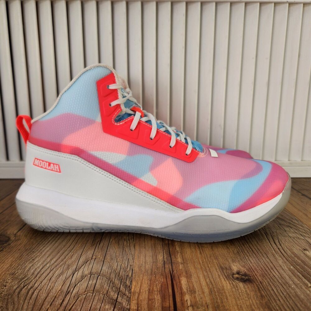 Moolah Kicks Phantom 1 Basketball Sneakers Womens Sz 9.5 Pink Blue Mid Gym Shoes
